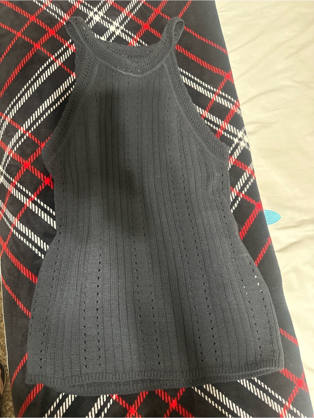 Lucky Brand Black Ribbed Halter V-Neck Sweater Tank